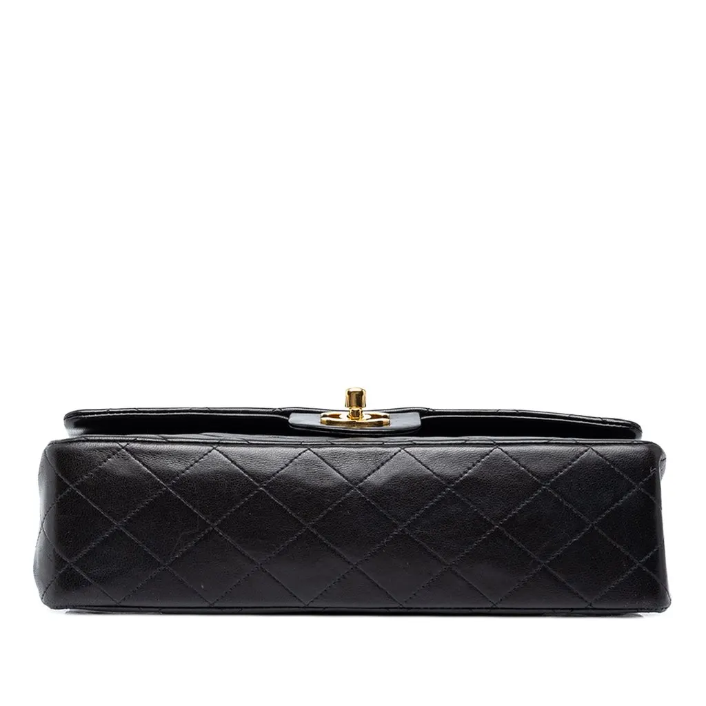 Chanel Medium Classic Lambskin Double Flap Black Leather Good - Inside View