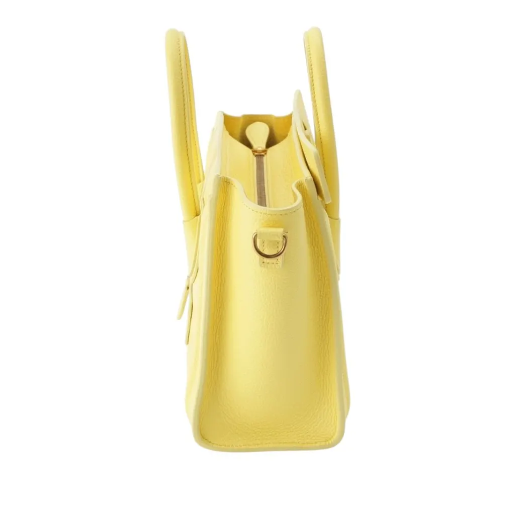 Celine Nano Grained Calfskin Luggage Tote Yellow Leather Very good - Inside View