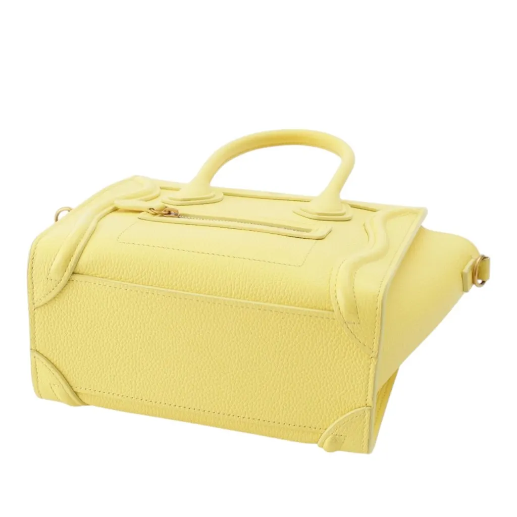 Celine Nano Grained Calfskin Luggage Tote Yellow Leather Very good - Box View