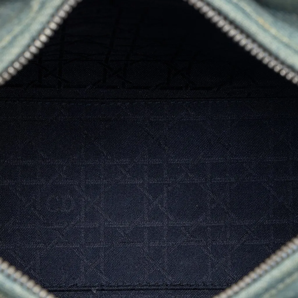 Dior Medium Denim Cannage Acrylic Handles Lady Dior Blue Denim Good - Model View