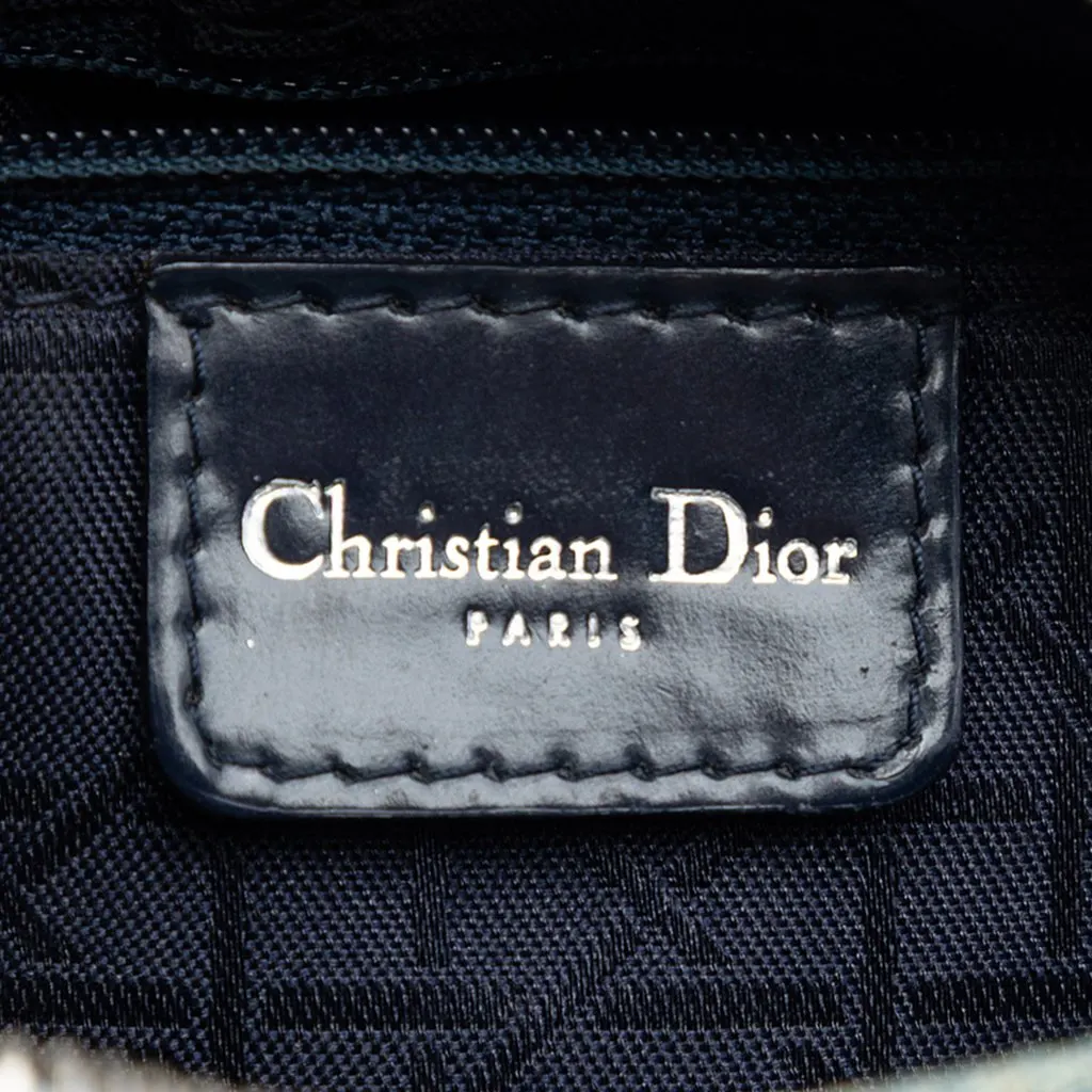 Dior Medium Denim Cannage Acrylic Handles Lady Dior Blue Denim Good - Box View