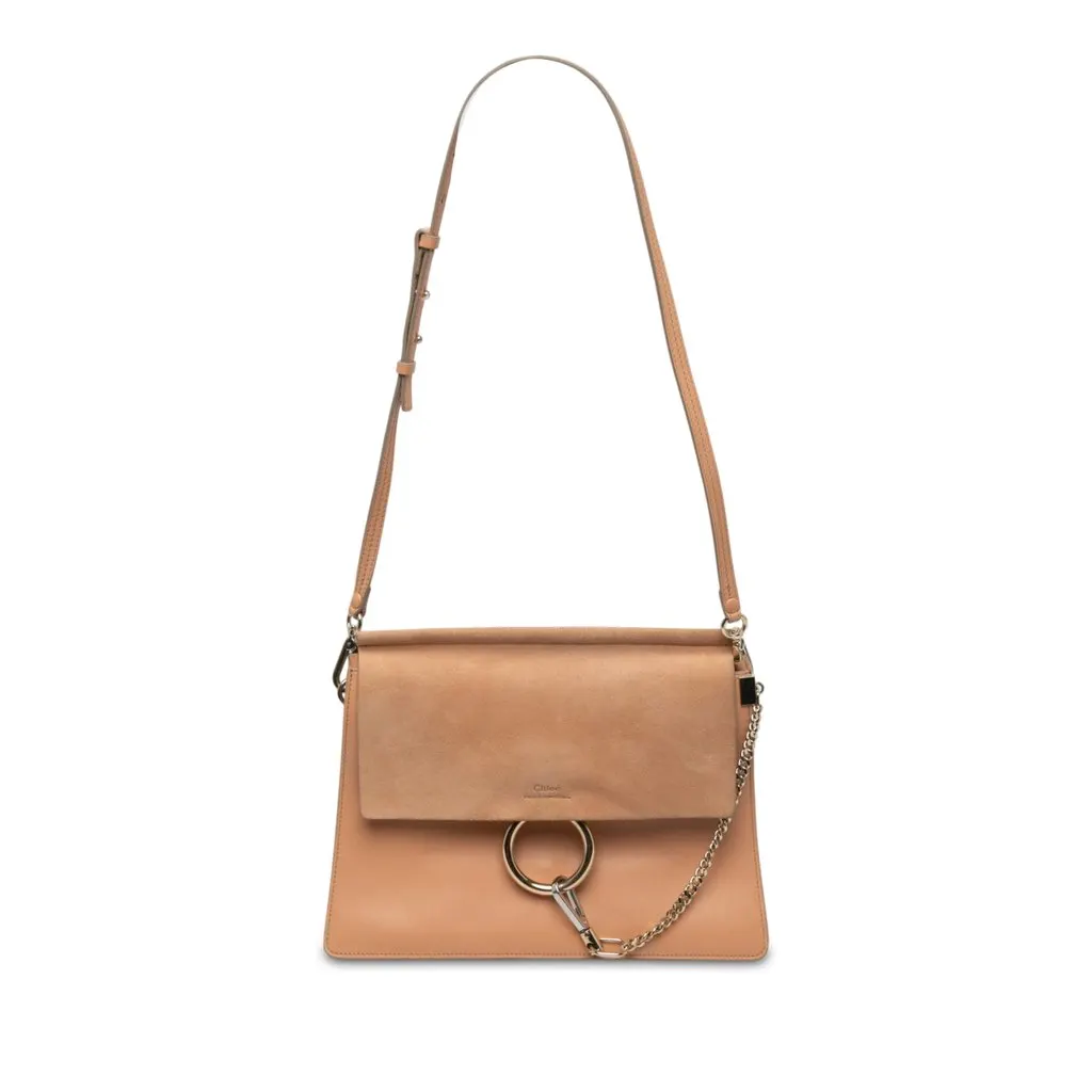 Chloé Medium Calfskin and Suede Faye Crossbody Brown Leather Very good - Front View