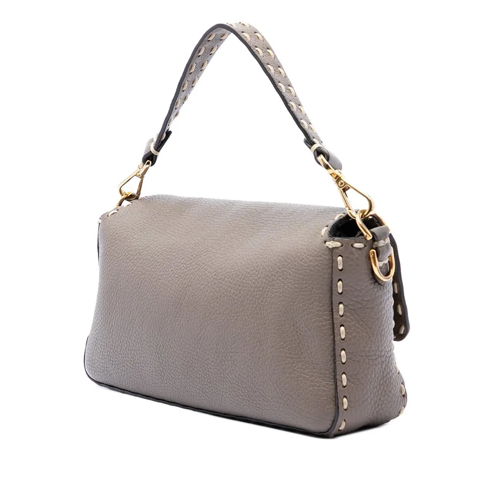 Fendi Medium Leather Selleria Baguette Satchel Brown Leather Good - Back View
