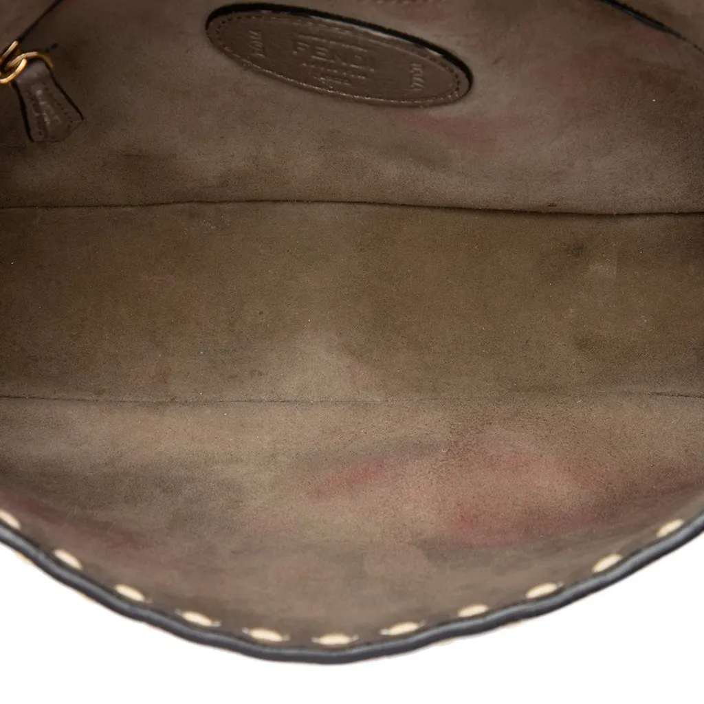 Fendi Medium Leather Selleria Baguette Satchel Brown Leather Good - Model View