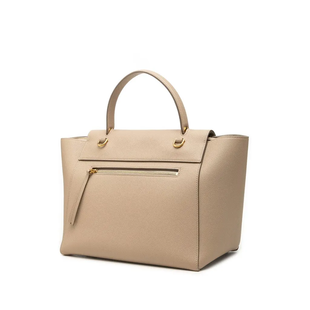 Celine Mini Grained Calfskin Belt Bag Beige Leather Good - Back View
