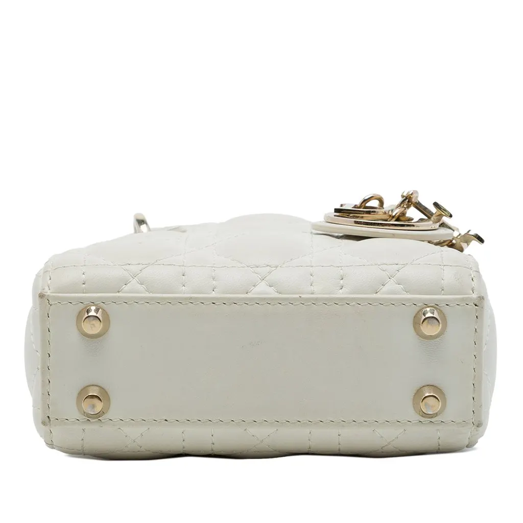 Dior Micro Lambskin Cannage Lady Dior White Leather Very good - Inside View