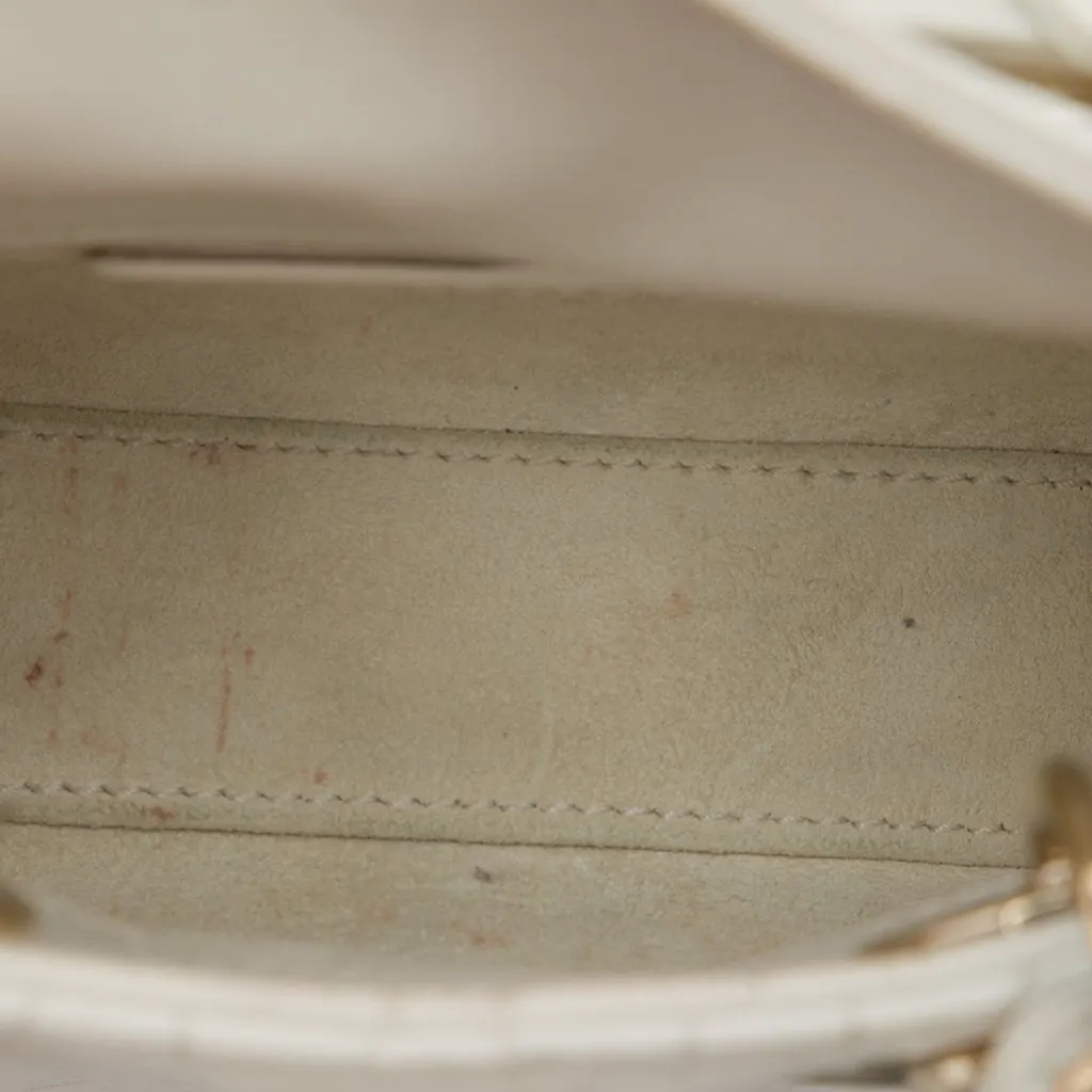 Dior Micro Lambskin Cannage Lady Dior White Leather Very good - Model View