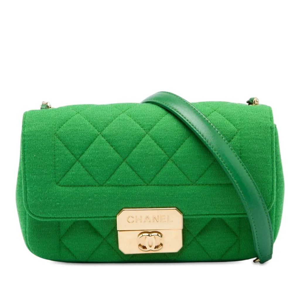 Chanel Mini Jersey Chic With Me Flap Green Very good - Front View