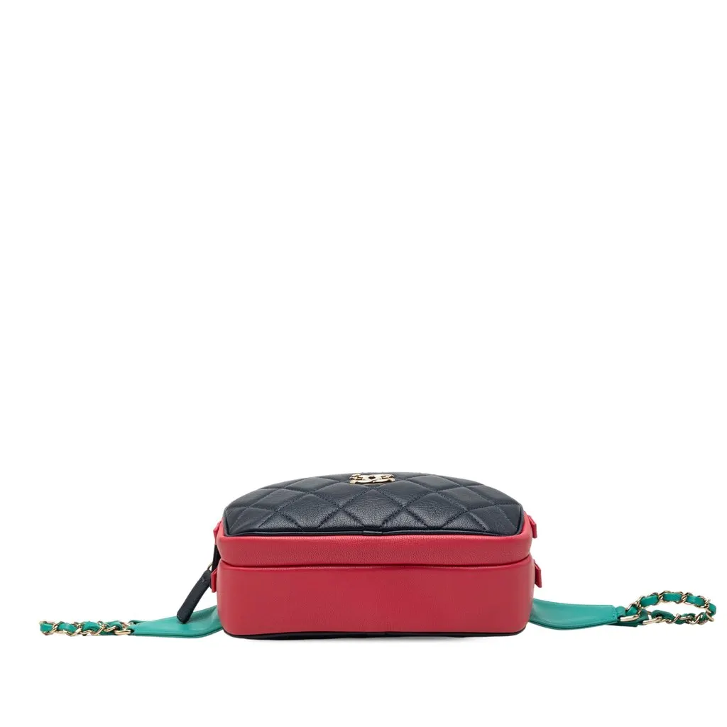 Chanel Tricolor Quilted Goatskin In and Out Belt Bag Blue Leather Very good - Inside View
