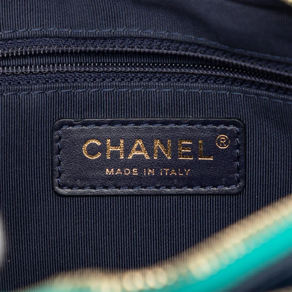 Chanel Tricolor Quilted Goatskin In and Out Belt Bag Blue Leather Very good - Box View