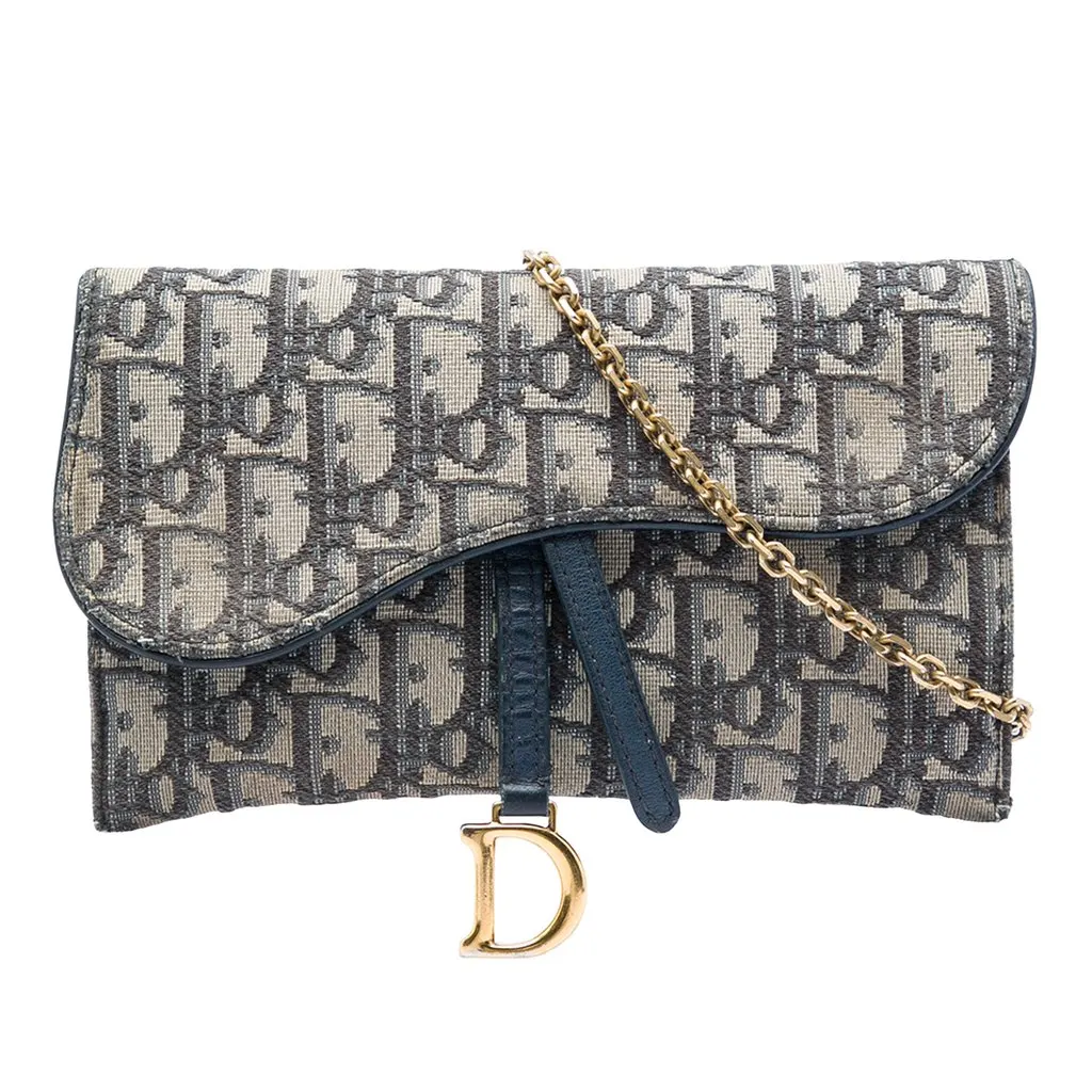 Dior Oblique Canvas Saddle Wallet On Chain