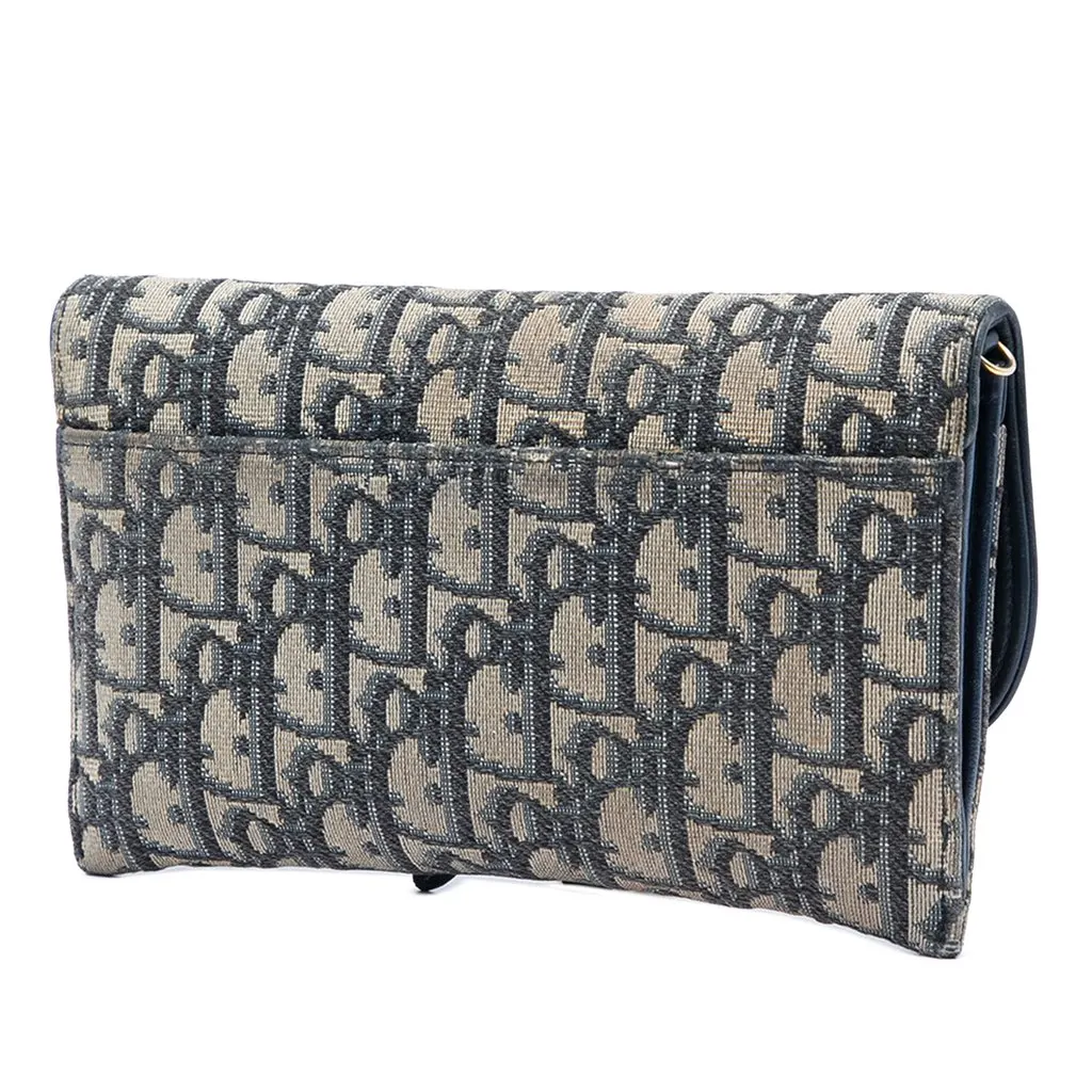 Dior Oblique Canvas Saddle Wallet On Chain Blue Very good - Back View