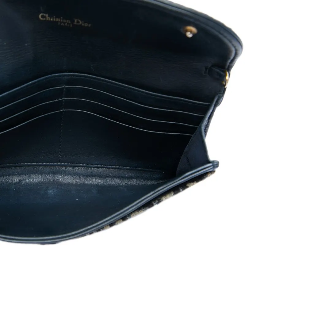 Dior Oblique Canvas Saddle Wallet On Chain Blue Very good - Model View