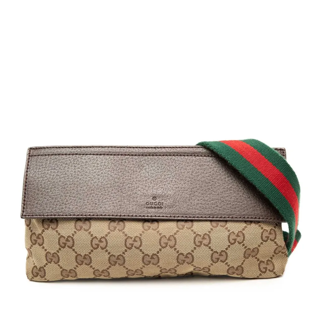Gucci GG Canvas Web Crossbody Beige Canvas Very good - Front View
