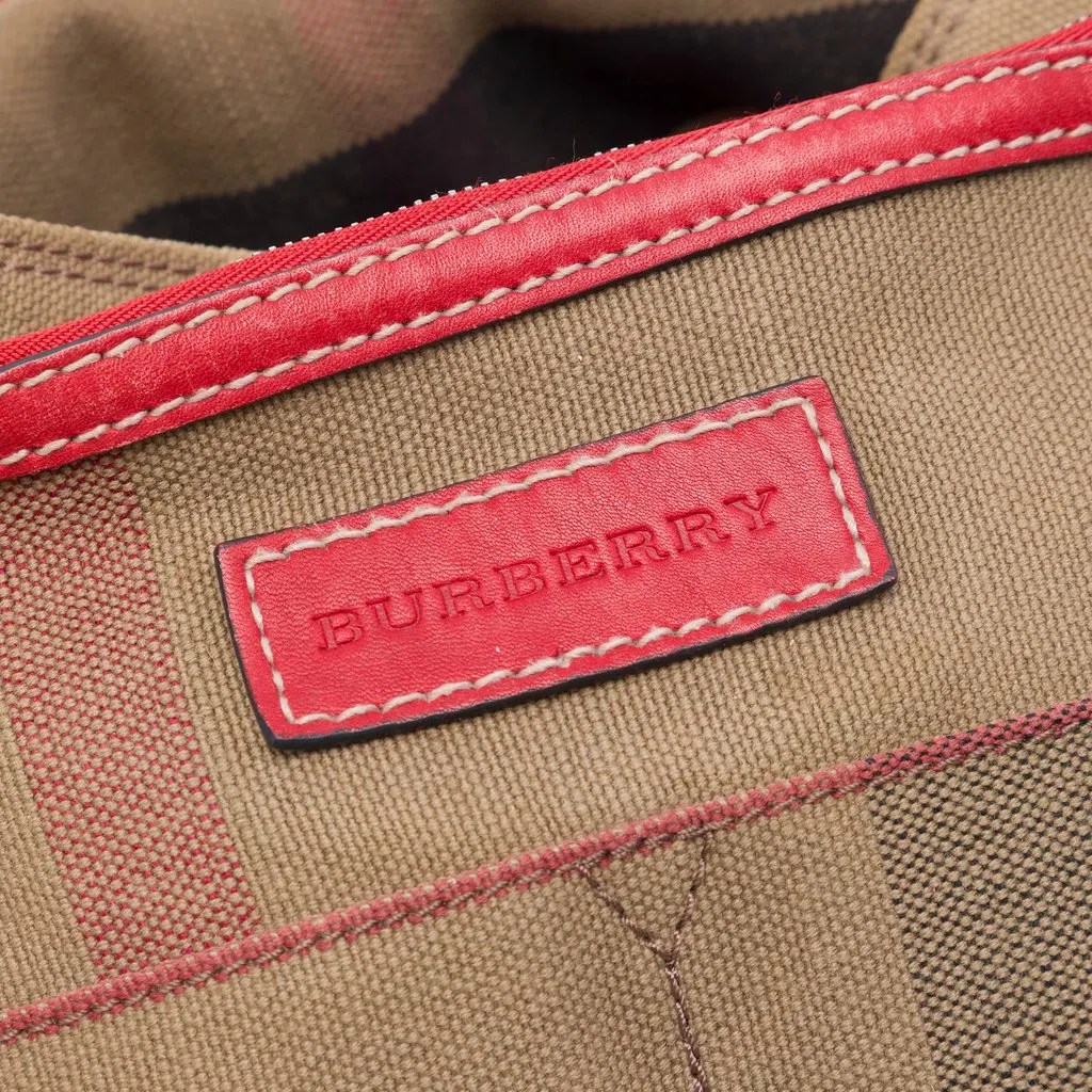 Burberry Medium Mega Check Canvas Ashby Bucket Bag Brown Very good - Box View
