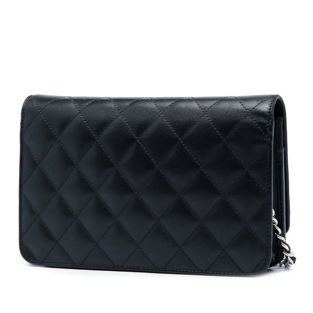 Chanel Quilted Lambskin Cambon Ligne Wallet On Chain Black Leather Very good - Back View