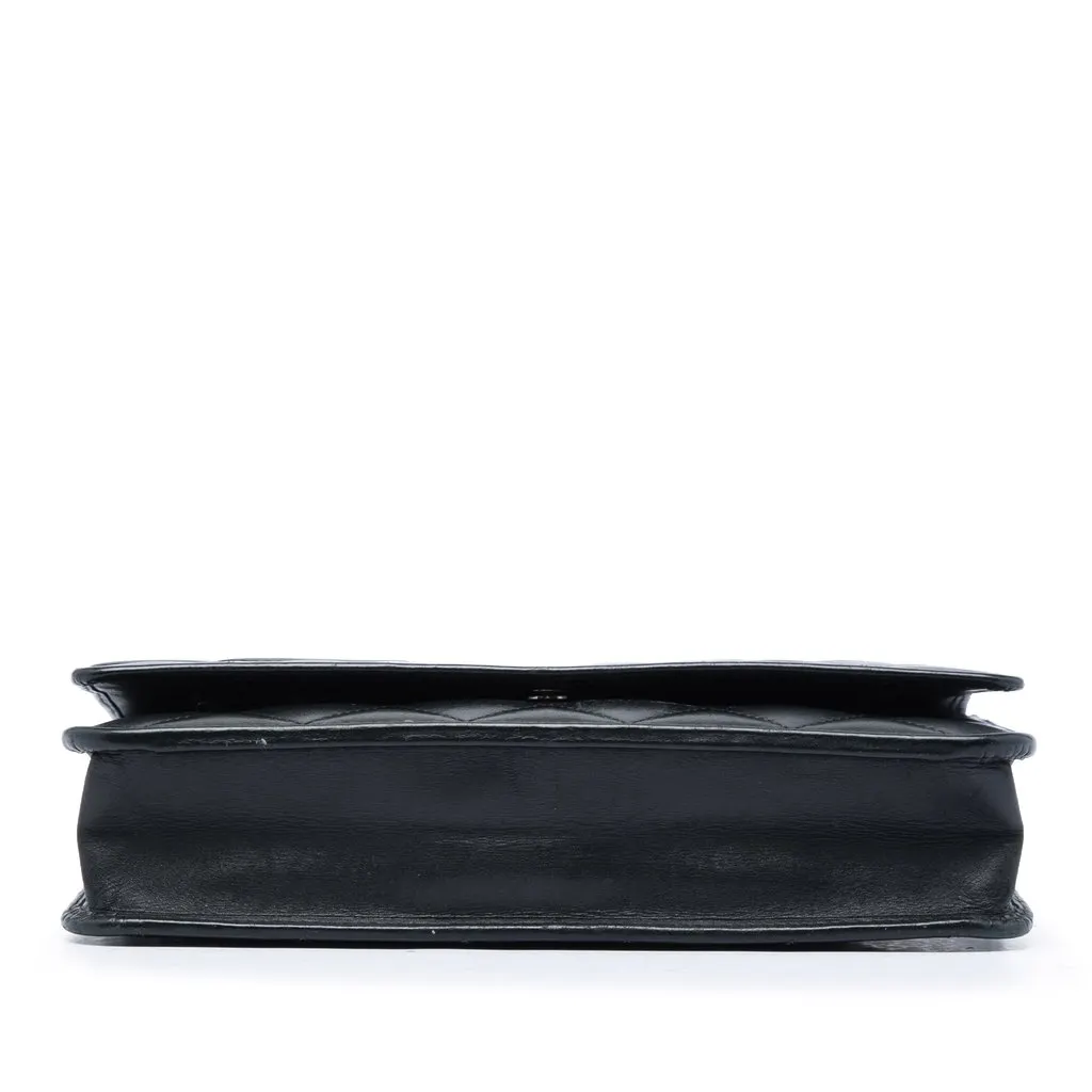 Chanel Quilted Lambskin Cambon Ligne Wallet On Chain Black Leather Very good - Inside View