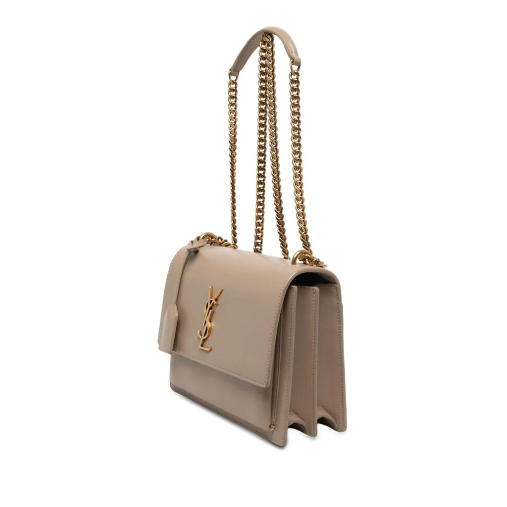 Saint Laurent Medium Calfskin Monogram Sunset Crossbody Beige Leather Very good - Back View