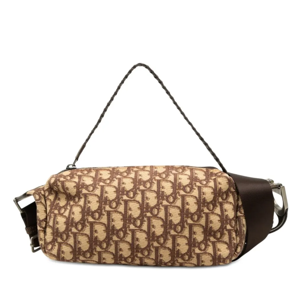 Dior Oblique Canvas Flight Shoulder Bag Brown Very good - Front View