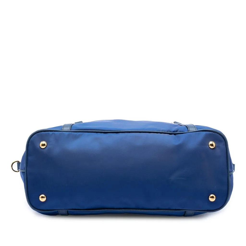 Prada Saffiano Trimmed Tessuto Satchel Blue Very good - Inside View