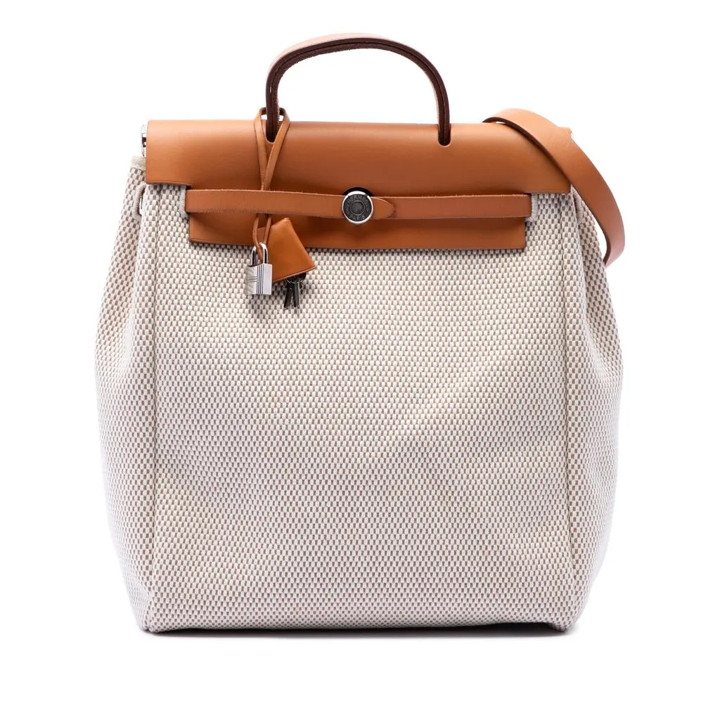 Hermès Toile Herbag GM Backpack Beige Very good - Front View