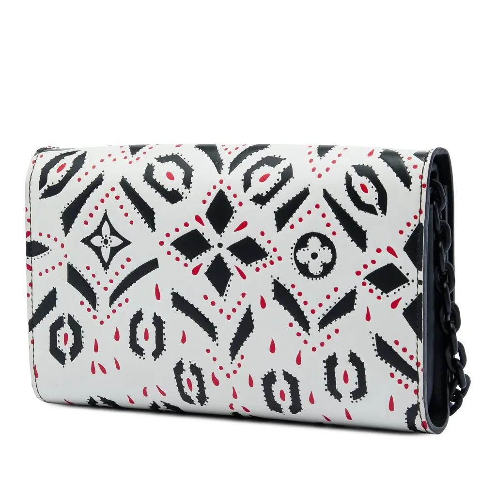 Louis Vuitton Graphic Print Calfskin Twist Wallet on Chain White Leather Very good - Back View