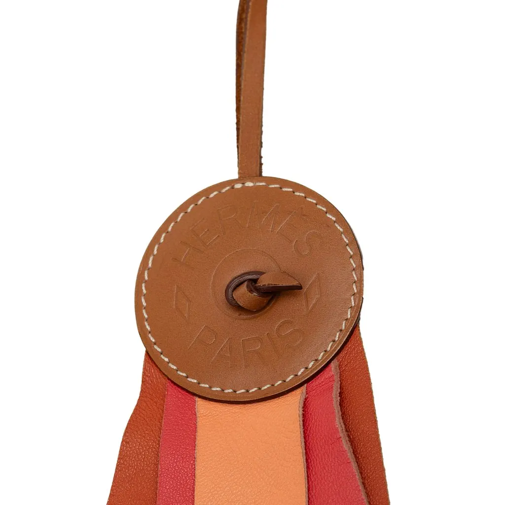 Hermès Hunter Cowhide and Milo Lambskin Paddock Flot Ribbon Bag Charm Brown Leather Very good - Model View