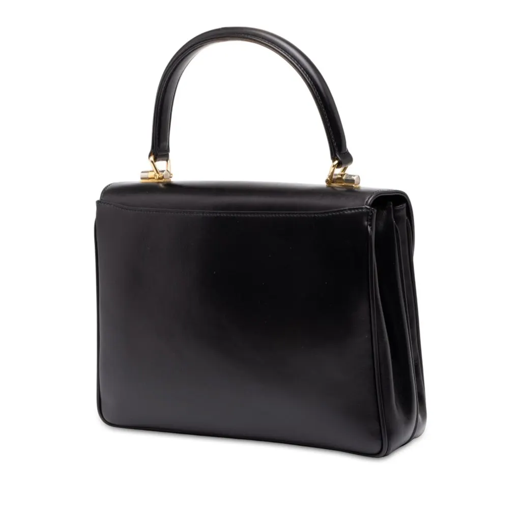 Gucci Calfskin Top Handle Bag Black Leather Very good - Back View
