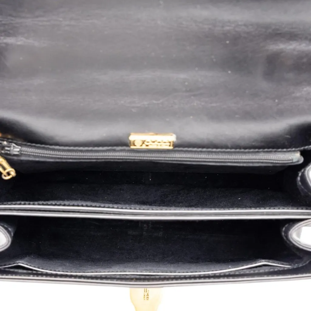Gucci Calfskin Top Handle Bag Black Leather Very good - Model View