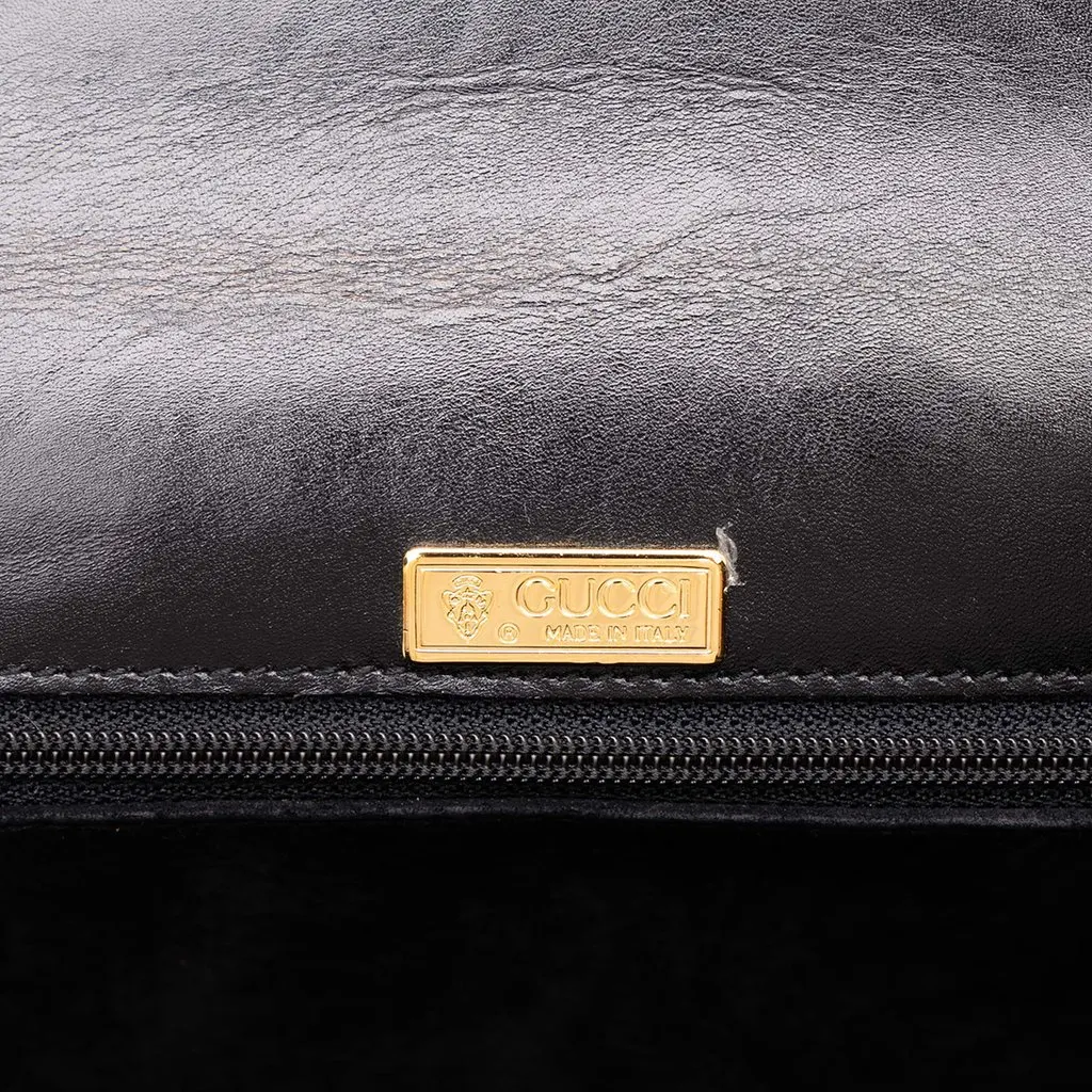 Gucci Calfskin Top Handle Bag Black Leather Very good - Box View