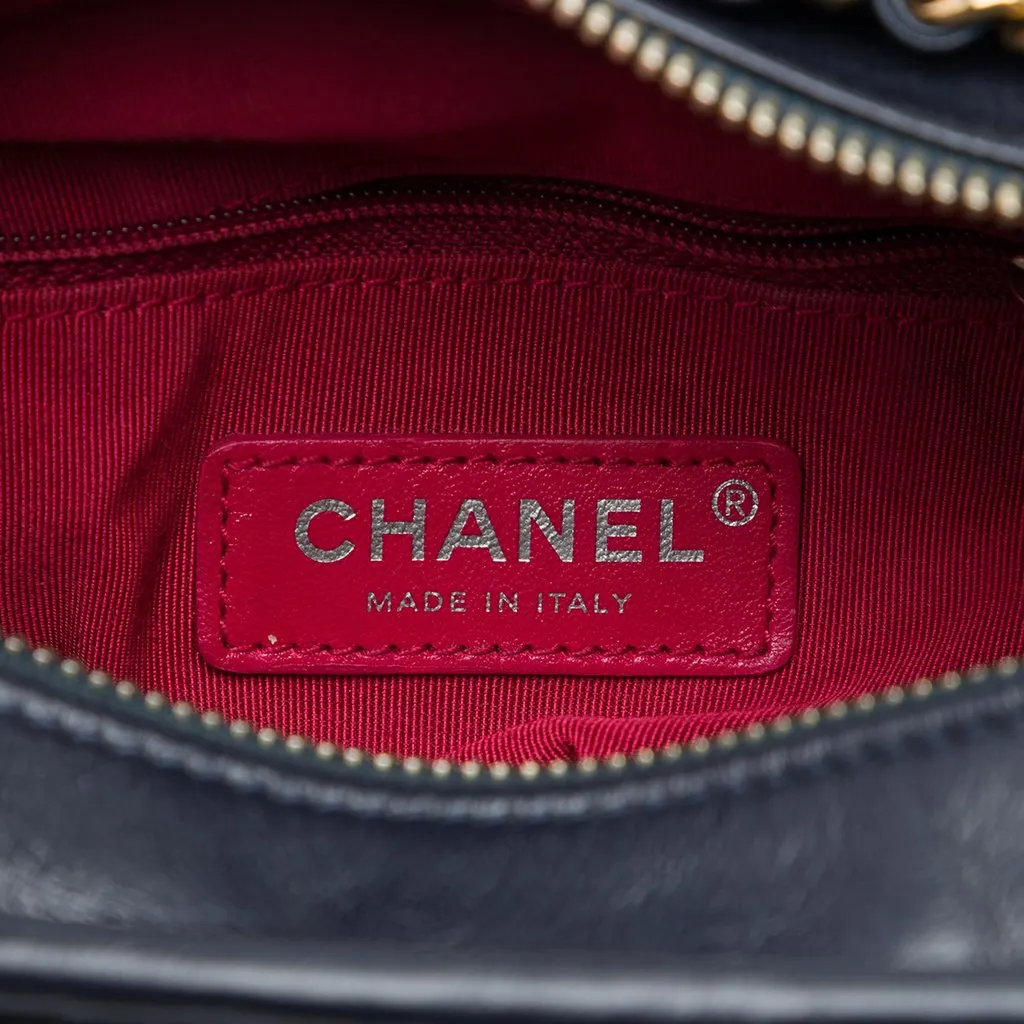 Chanel Small Tweed and Lambskin Embroidered Gabrielle Crossbody Blue Tweed Very good - Box View