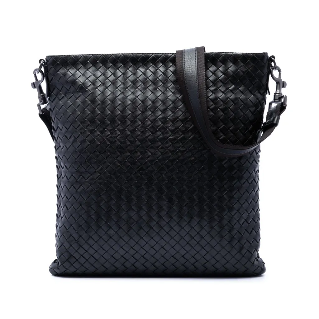 Bottega Veneta Nappa Intrecciato VN Crossbody Black Leather Very good - Front View