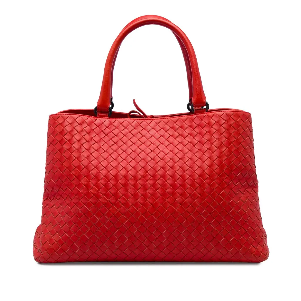 Bottega Veneta Nappa Intrecciato Milano Tote Red Leather Very good - Front View