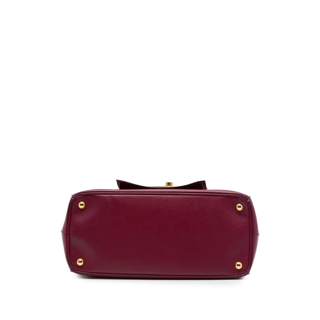 Prada Bicolor Saffiano Lux Galleria Double Zip Front Pocket Satchel Red Leather Good - Inside View