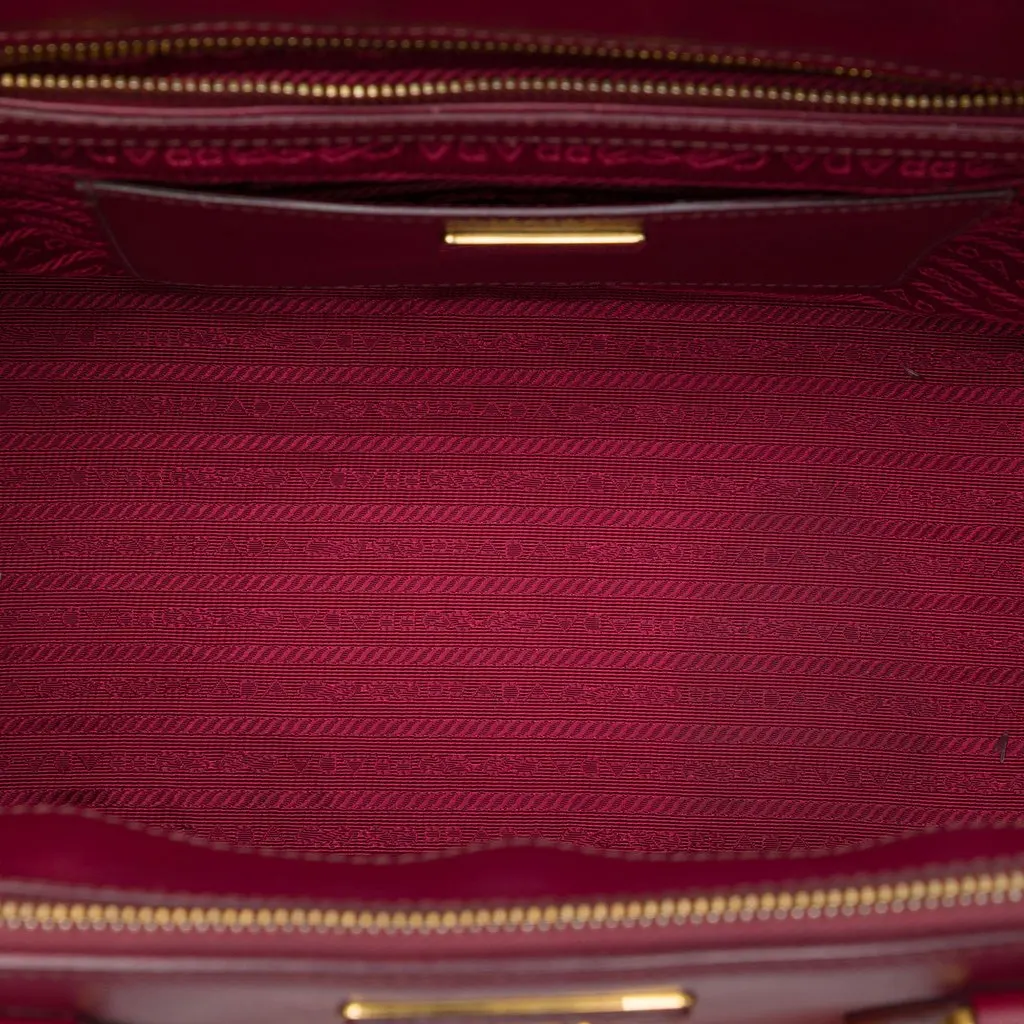 Prada Bicolor Saffiano Lux Galleria Double Zip Front Pocket Satchel Red Leather Good - Model View