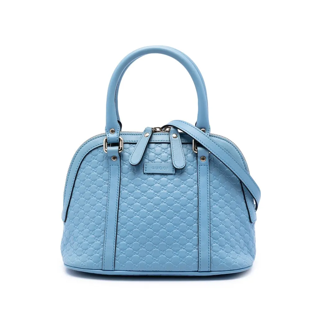 Gucci Mini Microguccissima Dome Satchel Blue Leather Very good - Front View