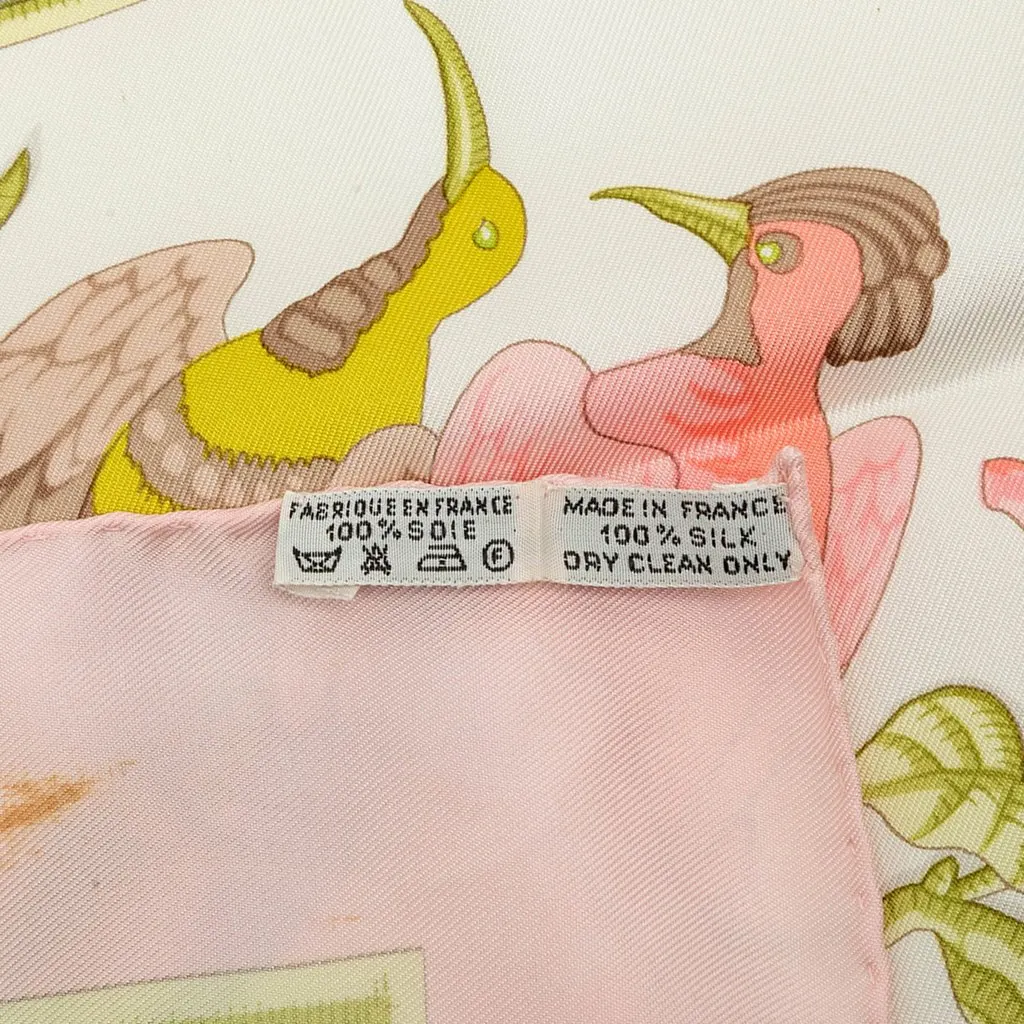 Hermès Caraibes Silk Scarf 90 White Silk Very good - Back View