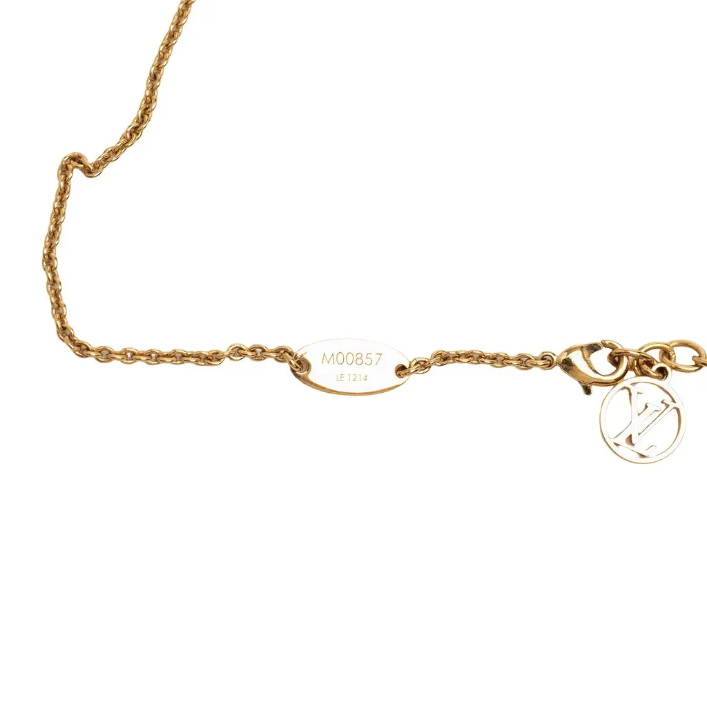 Louis Vuitton Gold Plated Essential V Necklace Gold Metal Very good - Box View