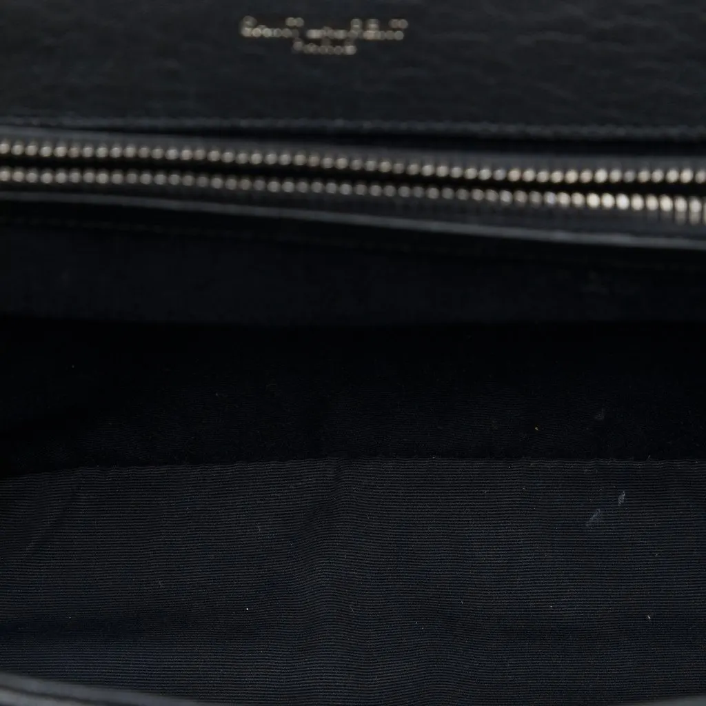 Saint Laurent Large Chevron Sheepskin Monogram College Satchel Black Leather Good - Model View
