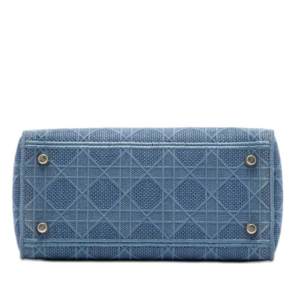 Dior Medium Embroidered Canvas Cannage Lady D Lite Blue Very good - Inside View