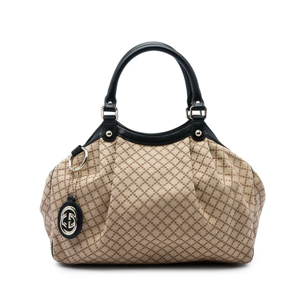 Gucci Medium Diamante Canvas Sukey Tote Beige Canvas Very good - Front View