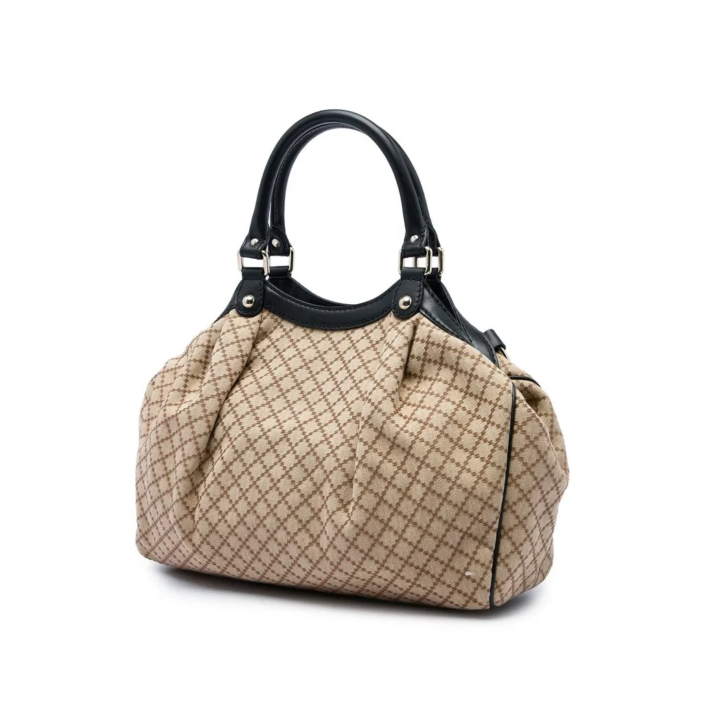 Gucci Medium Diamante Canvas Sukey Tote Beige Canvas Very good - Back View