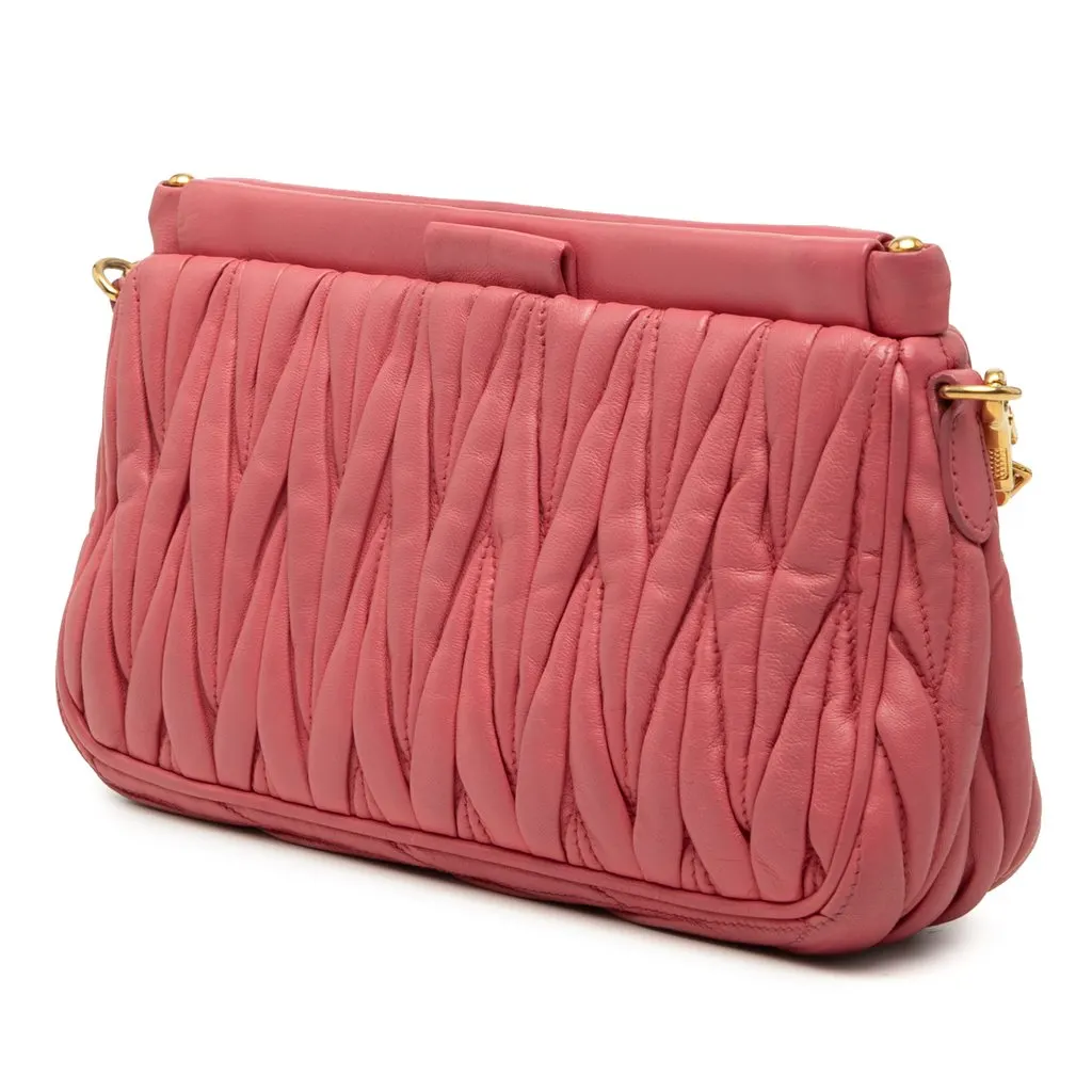 Miu Miu Matelasse Nappa Frame Shoulder Bag Pink Leather Very good - Back View