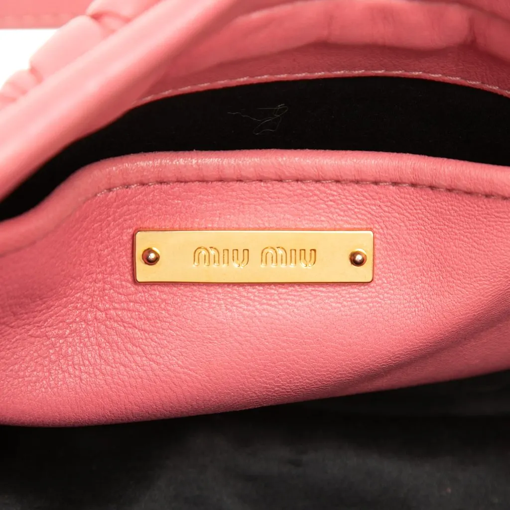 Miu Miu Matelasse Nappa Frame Shoulder Bag Pink Leather Very good - Box View