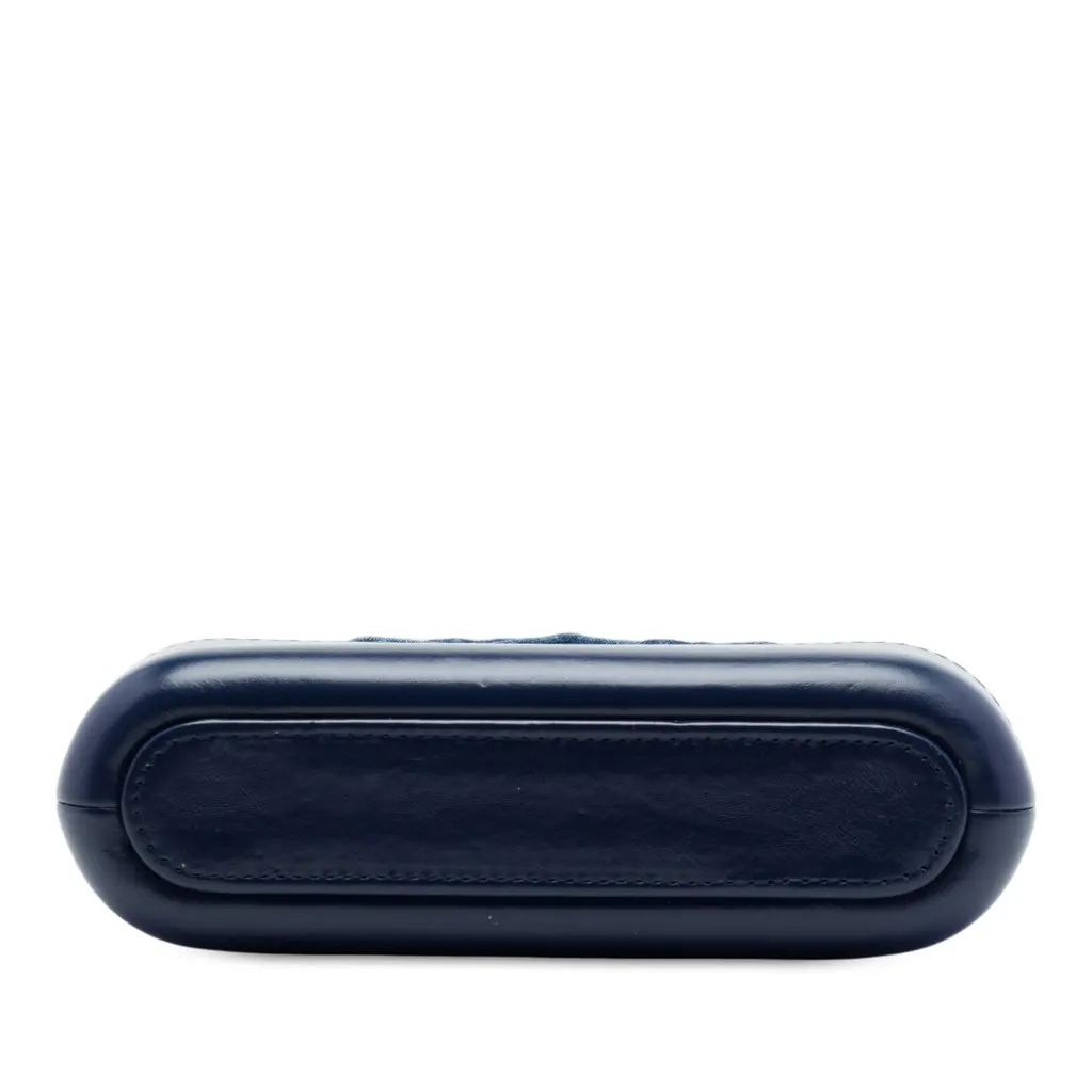 Chanel Quilted Denim Gabrielle Double Zip Clutch with Chain Blue Very good - Inside View