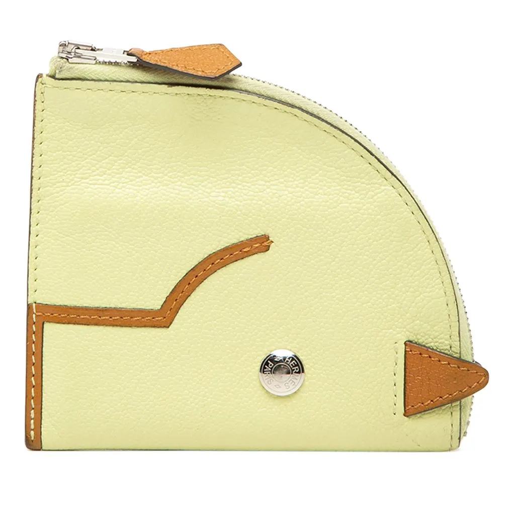 Hermès Chevre Paddock Coin Case Yellow Leather Very good - Front View
