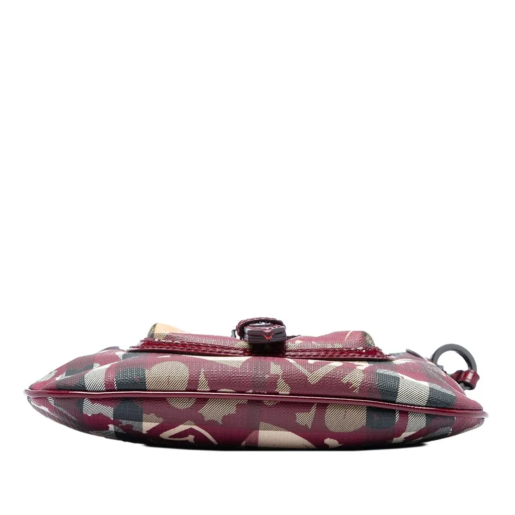 Burberry House Check Coated Canvas Hearts Crossbody Beige Canvas Good - Inside View