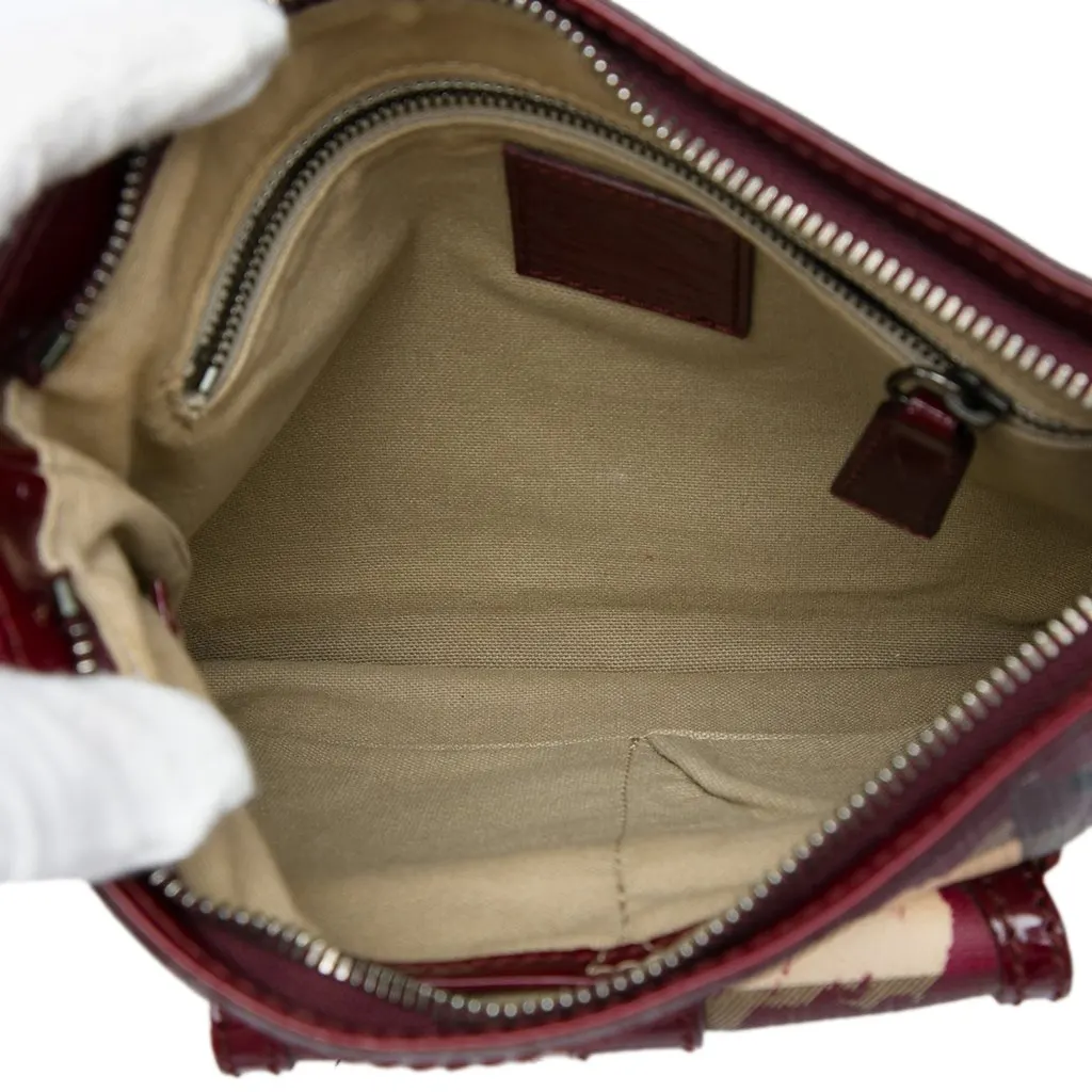 Burberry House Check Coated Canvas Hearts Crossbody Beige Canvas Good - Model View