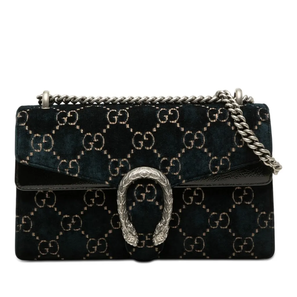 Gucci Medium GG Velvet Dionysus Shoulder Bag Blue Very good - Front View