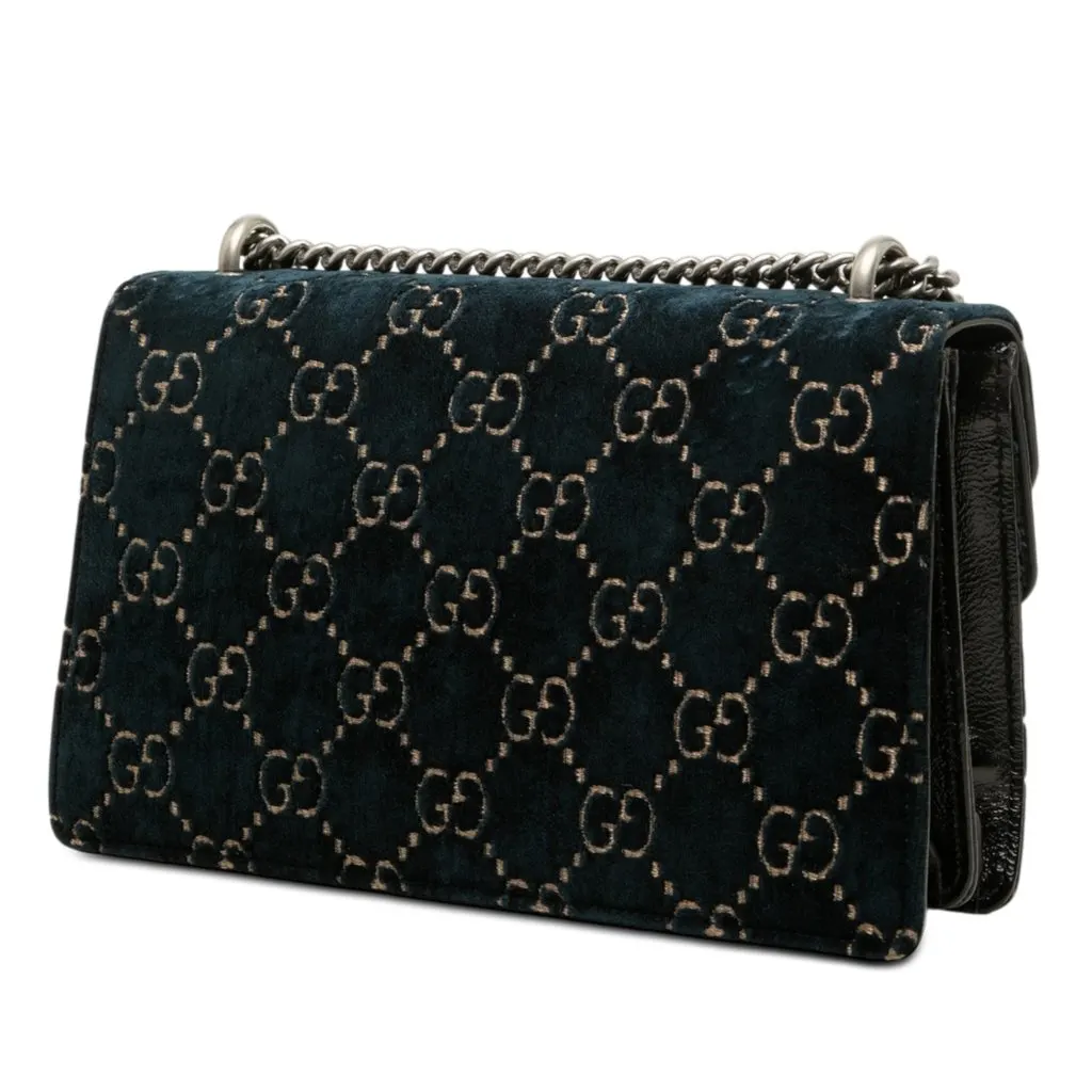 Gucci Medium GG Velvet Dionysus Shoulder Bag Blue Very good - Back View